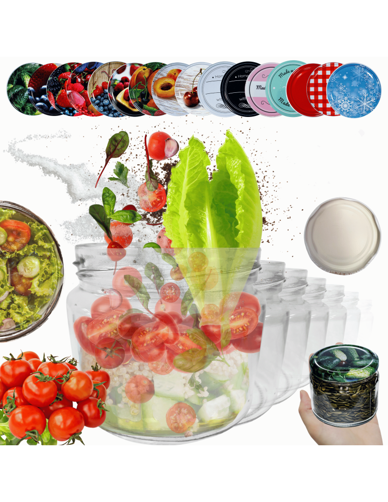 Słoiki - Słoiki 330ml dżemy konfitury przyprawy grzybki 6kompletów zakrętki 82mm - product b2b.wamar.biz 1