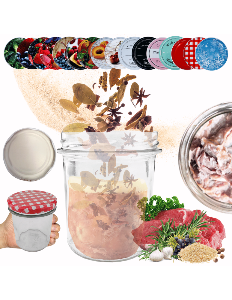 Słoiki - Słoik 346ml dżemy konfitury kiełbasa pasztet KOMPLET z POKRYWKĄ 82mm - product b2b.wamar.biz 1
