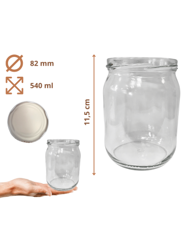 Słoiki - Słoiki 540ml dżemy konfitury przeciery pasztet 6kompletów zakrętki 82mm - product 3