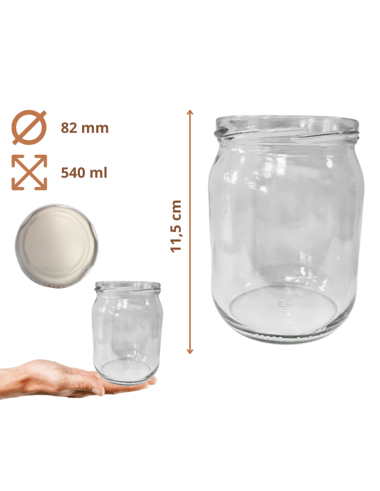 Słoiki - Słoiki 540ml dżemy konfitury przeciery pasztet 60kpl zakrętki 82mm PZH - product b2b.wamar.biz 3