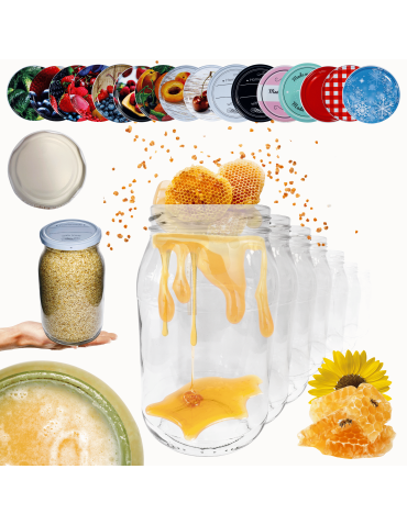 Słoiki 900ml 0,9l miód ogórki małosolne salatki 6kompletów zakrętki 82mm