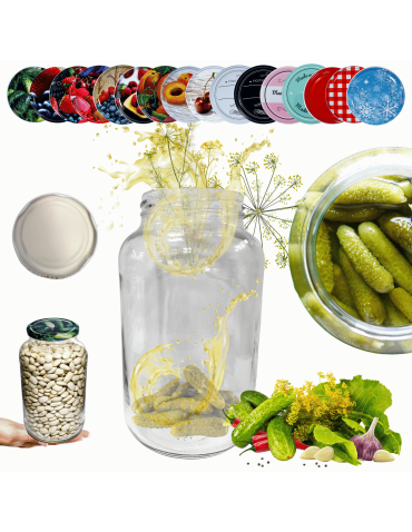 Słoik 1500ml 1,5l soki ogórki małosolne nalewki KOMPLET z POKRYWKĄ 82mm