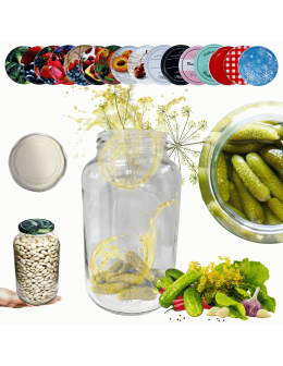 Słoik 1500ml 1,5l soki ogórki małosolne nalewki KOMPLET z POKRYWKĄ 82mm