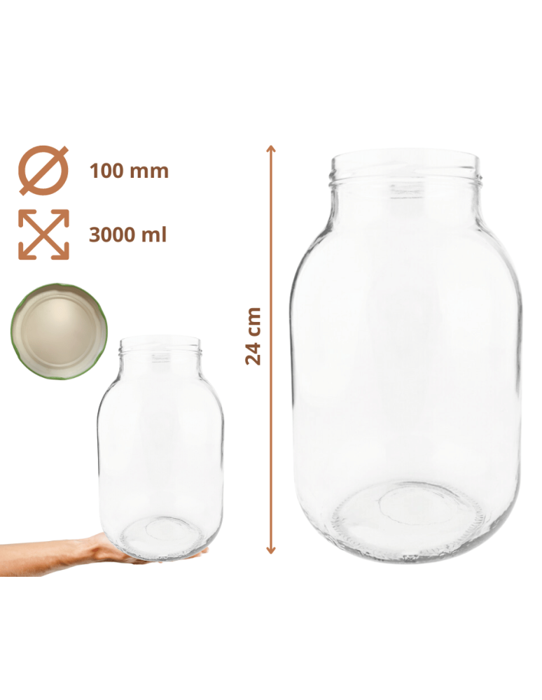 Słoiki - Słoiki 3000ml 3l soki ogórki kiszone grzyby nalewki 6kompletów zakrętki 100mm - product b2b.wamar.biz 3