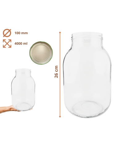 Słoiki - Słoik 4000ml 4l soki ogórki cukinia grzyby nalewki KOMPLET z POKRYWKĄ 100mm - product 3