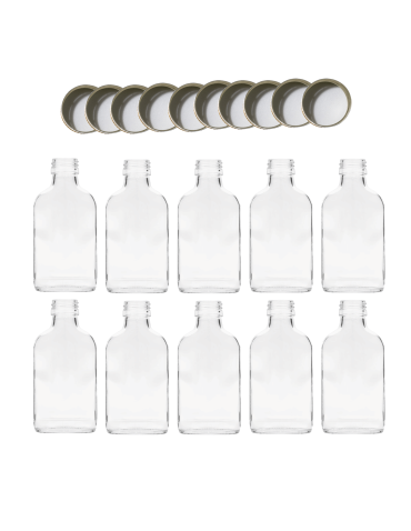 Butelki 100 ml piersiówki płaskie na sok nalewki fi28 10szt NAKRĘTKI PZH - product 2