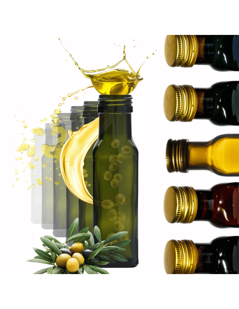 Szklane butelki na alkohol - galoniki - Butelki 100 ml maraski kwadratowe zielone na oliwę fi31 100szt BEZ NAKRETEK - product b2b.wamar.biz 1