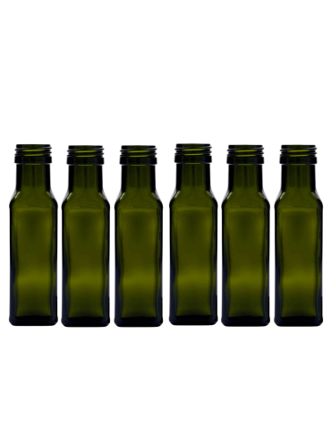 Butelki 100 ml maraski kwadratowe zielone na oliwę fi31 6szt BEZ NAKRETEK - product 2