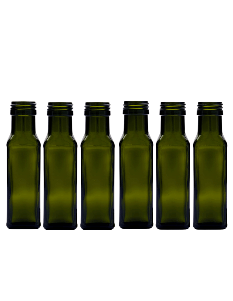 Szklane butelki na alkohol - galoniki - Butelki 100 ml maraski kwadratowe zielone na oliwę fi31 6szt BEZ NAKRETEK - produkt b2b.wamar.biz 2