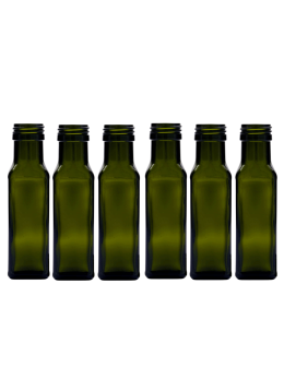 Butelki 100 ml maraski kwadratowe zielone na oliwę fi31 6szt BEZ NAKRETEK - product 2