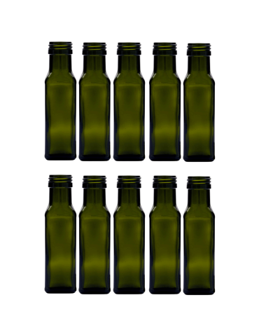 Butelki 100 ml maraski kwadratowe zielone na oliwę fi31 10szt BEZ NAKRETEK - product 2