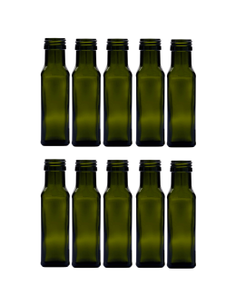 Butelki 100 ml maraski kwadratowe zielone na oliwę fi31 10szt BEZ NAKRETEK - product 2