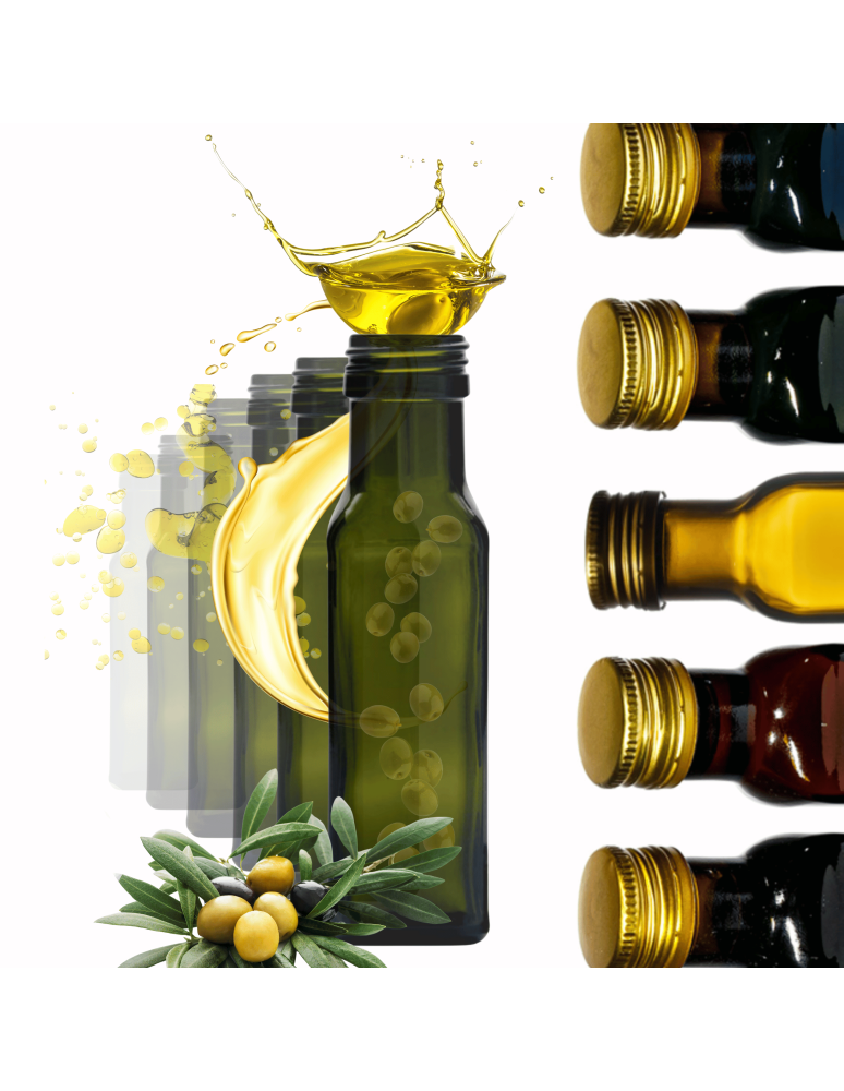 Szklane butelki na alkohol - galoniki - Butelki 100 ml maraski kwadratowe zielone na oliwę fi31 60szt BEZ NAKRETEK - product b2b.wamar.biz 1