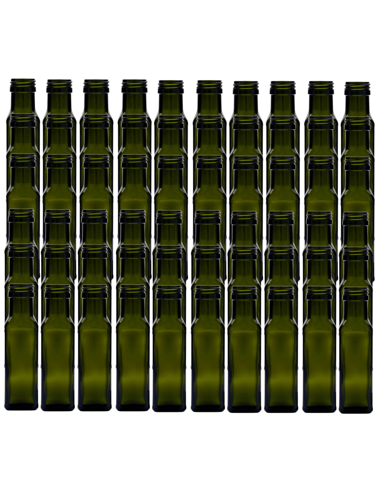 Szklane butelki na alkohol - galoniki - Butelki 100 ml maraski kwadratowe zielone na oliwę fi31 60szt BEZ NAKRETEK - product b2b.wamar.biz 2