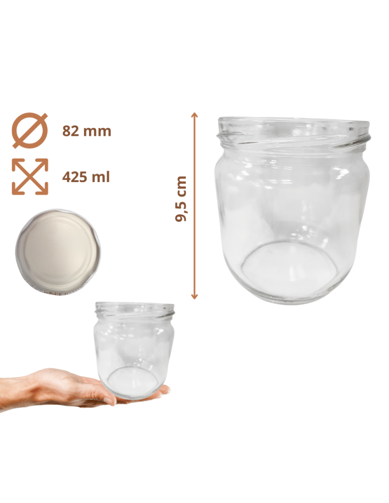 Słoiki - Słoik 425ml dżemy konfitury kiełbasa pasztet 1 sztuka 82mm - product b2b.wamar.biz 3