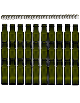 Butelki 100 ml maraski kwadratowe zielone na olej oliwę fi31 30szt NAKRĘTKI - product 2