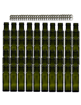 Butelki 100 ml maraski kwadratowe zielone na olej oliwę fi31 60szt NAKRĘTKI - product 2
