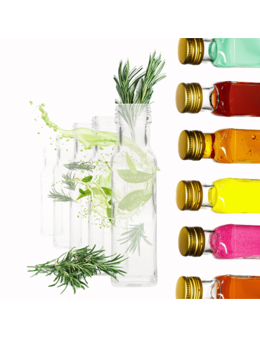 Butelki 100 ml maraski kwadratowe soki na olej oliwę fi31 6szt BEZ NAKRETEK