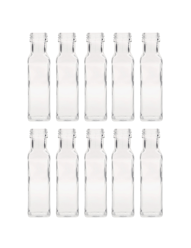 Szklane butelki na alkohol - galoniki - Butelki 100ml maraski kwadratowe soki na olej oliwę fi31 10szt BEZ NAKRETEK - product b2b.wamar.biz 2
