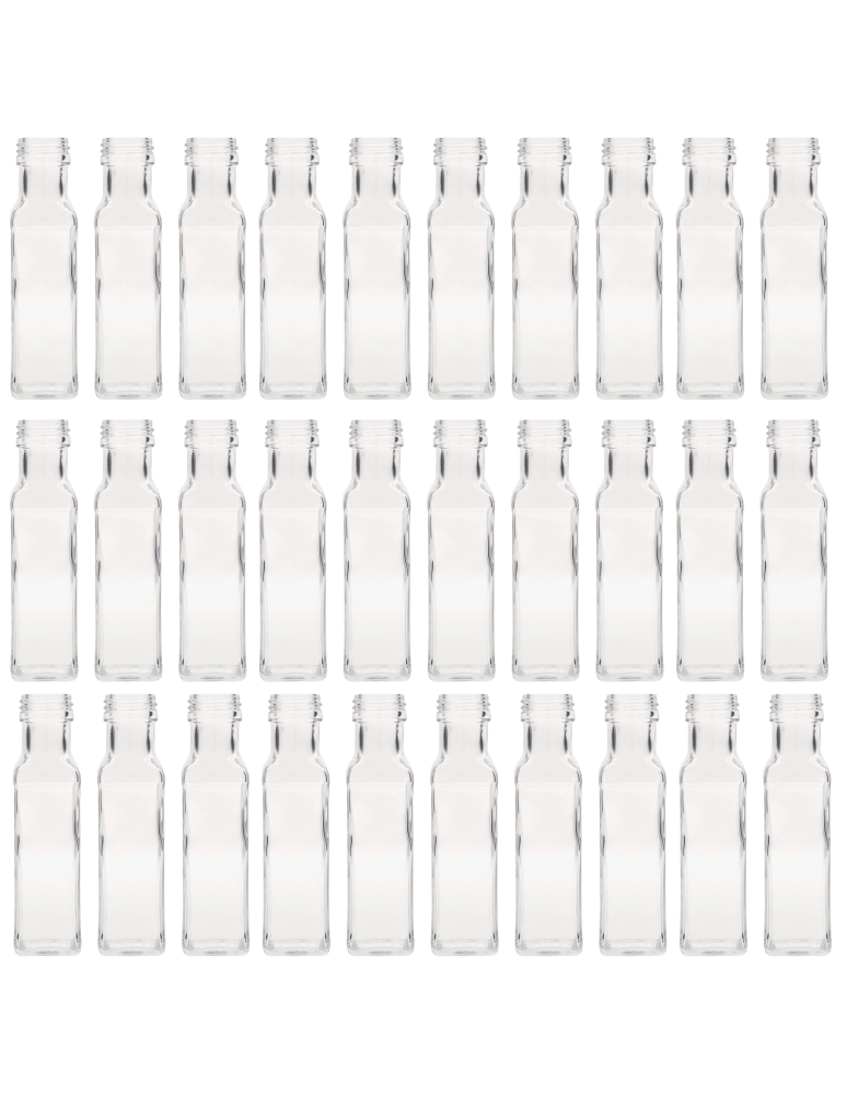 Szklane butelki na alkohol - galoniki - Butelki 100ml maraski kwadratowe soki na olej oliwę fi31 30szt BEZ NAKRETEK - produkt b2b.wamar.biz 2