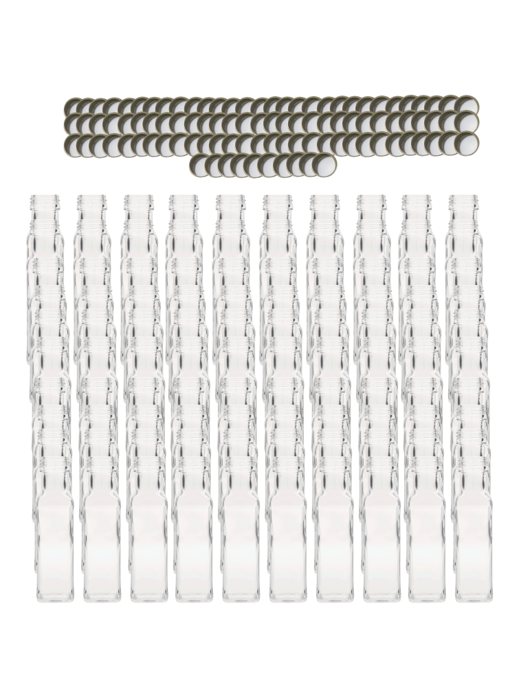 Szklane butelki na alkohol - galoniki - Butelki 100 ml maraski kwadratowe soki na olej oliwę fi31 100szt NAKRĘTKI - product b2b.wamar.biz 2