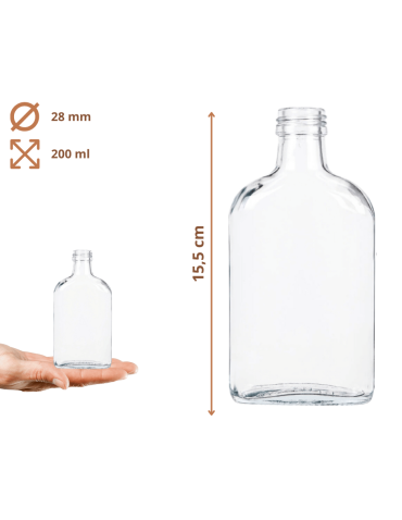 Szklane butelki na alkohol - galoniki - Butelki 200 ml piersiówki do kieszeni sok nalewki fi28 100szt BEZ NAKRETEK - product 3