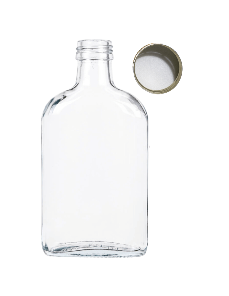 Szklane butelki na alkohol - galoniki - Butelka 200 ml piersiówka kieszonkowa na sok nalewki fi28 1szt NAKRĘTKA PZH - product b2b.wamar.biz 2