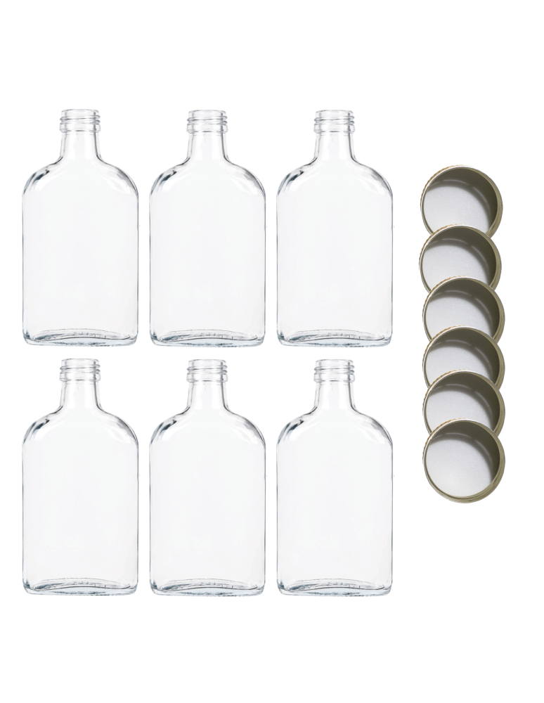 Szklane butelki na alkohol - galoniki - Butelki 200 ml piersiówki kieszonkowe na sok nalewki fi28 6szt NAKRĘTKI - product b2b.wamar.biz 2