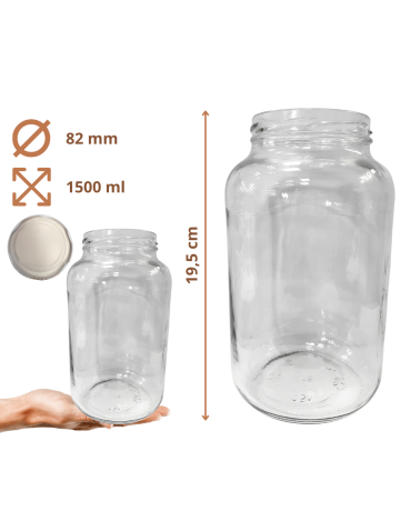 Słoiki - Słoiki 1500ml 1,5l soki ogórki małosolne grzyby nalewki 60sztuk 82mm PZH - product 3