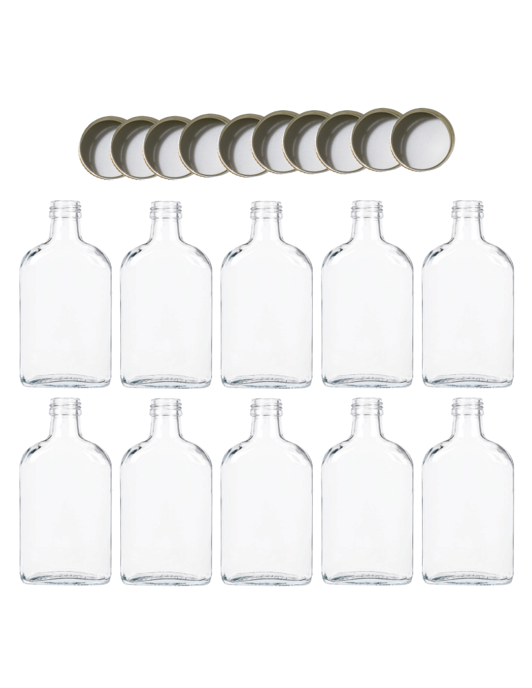 Szklane butelki na alkohol - galoniki - Butelki 200 ml piersiówki kieszonkowe na sok nalewki fi28 10szt NAKRĘTKI - produkt b2b.wamar.biz 2