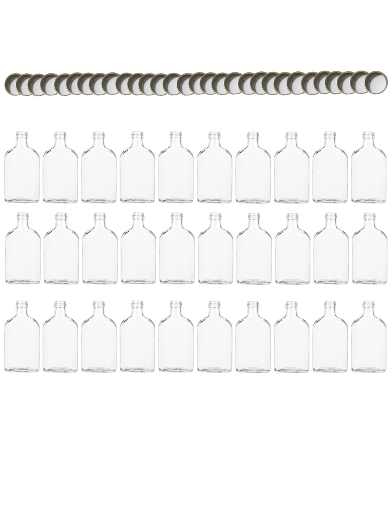 Szklane butelki na alkohol - galoniki - Butelki 200 ml piersiówki kieszonkowe na sok nalewki fi28 30szt NAKRĘTKI - product b2b.wamar.biz 2