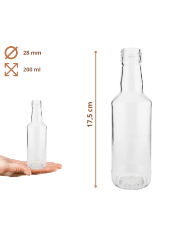 Szklane butelki na alkohol - galoniki - Butelki 200 ml na sok nalewkę syrop tradycyjne fi28 100szt BEZ NAKRETEK - product 3