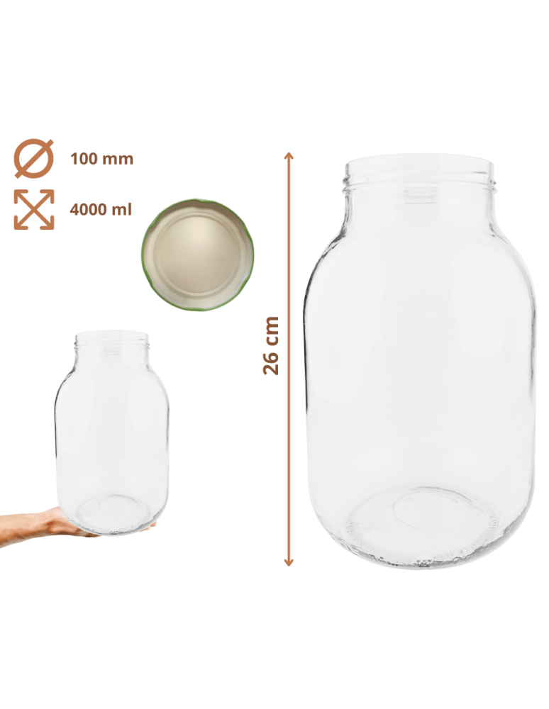 Słoiki - Słoiki 4000ml 4l soki ogórki cukinia grzyby nalewki 6sztuk 100mm - product b2b.wamar.biz 3