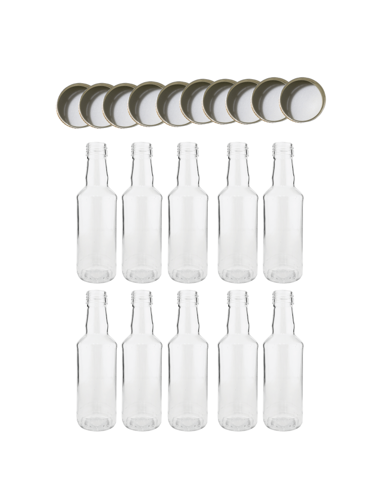 Szklane butelki na alkohol - galoniki - Butelki 200 ml na sok nalewkę syrop tradycyjne fi28 10szt NAKRĘTKI - product b2b.wamar.biz 2