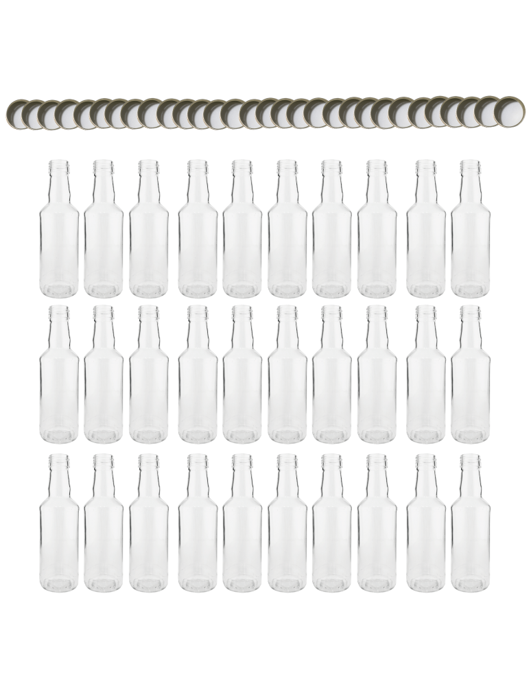 Szklane butelki na alkohol - galoniki - Butelki 200 ml na sok nalewkę syrop tradycyjne fi28 30szt NAKRĘTKI - product b2b.wamar.biz 2