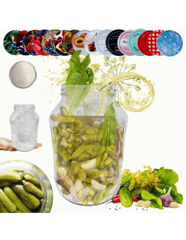 Słoik 1500ml 1,5l soki ogórki małosolne nalewki KOMPLET z POKRYWKĄ 82mm