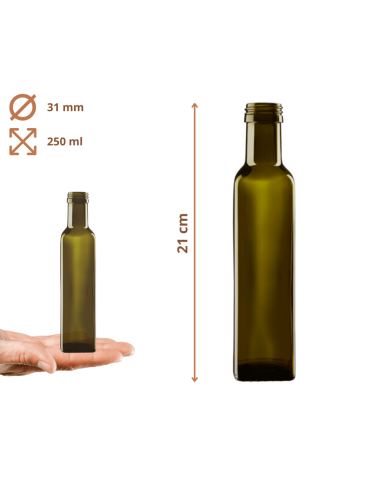 Szklane butelki na alkohol - galoniki - Butelki 250 ml maraski kwadratowe zielone oliwa fi31 100szt BEZ NAKRETEK - product 3