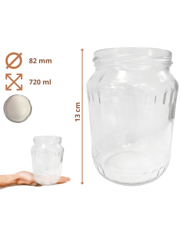 Słoiki - Słoik 720ml 0,7l soki ogórki kiszone kompot KOMPLET z POKRYWKĄ 82mm PZH - product 3