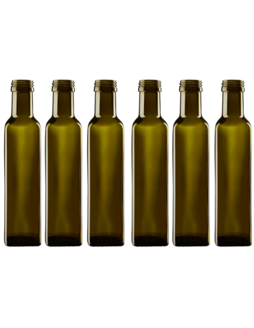 Butelki 250 ml maraski kwadratowe zielone oliwa fi31 6szt BEZ NAKRETEK - product 2