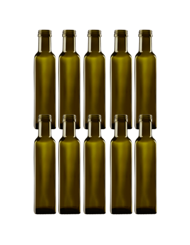 Butelki 250 ml maraski kwadratowe zielone oliwa fi31 10szt BEZ NAKRETEK - product 2