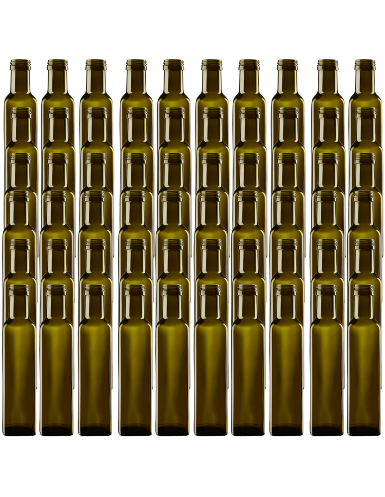 Szklane butelki na alkohol - galoniki - Butelki 250 ml maraski kwadratowe zielone oliwa fi31 60szt BEZ NAKRETEK - product b2b.wamar.biz 2