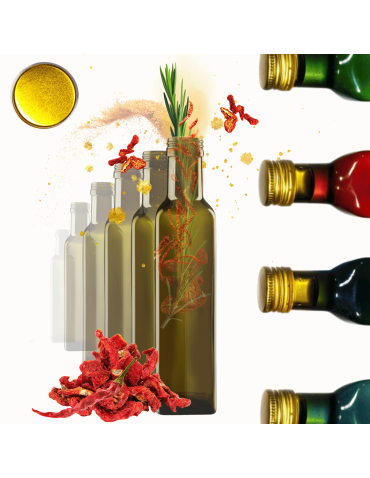 Butelki 250 ml maraski kwadratowe zielone na olej oliwę fi31 6szt NAKRĘTKI