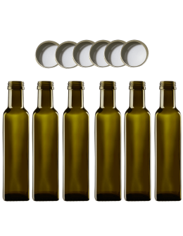 Butelki 250 ml maraski kwadratowe zielone na olej oliwę fi31 6szt NAKRĘTKI - product 2