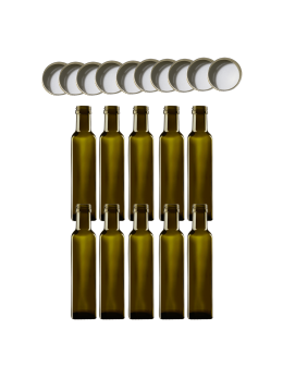 Butelki 250 ml maraski kwadratowe zielone na olej oliwę fi31 10szt NAKRĘTKI - product 2