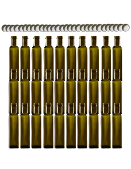 Butelki 250 ml maraski kwadratowe zielone na olej oliwę fi31 30szt NAKRĘTKI - product 2