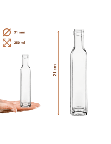 Szklane butelki na alkohol - galoniki - Butelki 250ml maraski kwadratowe soki na olej oliwę fi31 60szt BEZ NAKRETEK - product 3