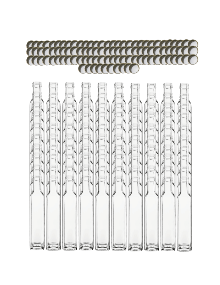 Szklane butelki na alkohol - galoniki - Butelki 250 ml maraski kwadratowe soki na olej oliwę fi31 100szt NAKRĘTKI - product b2b.wamar.biz 2