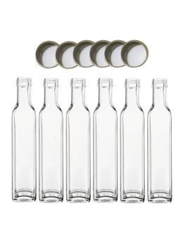 Butelki 250 ml maraski kwadratowe soki na olej oliwę fi31 6szt NAKRĘTKI - product 2