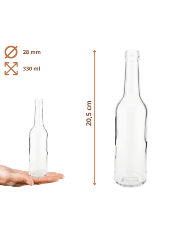 Szklane butelki na alkohol - galoniki - Butelki 330 ml na sok nalewkę syrop tradycyjne fi28 60szt BEZ NAKRETEK - product 3