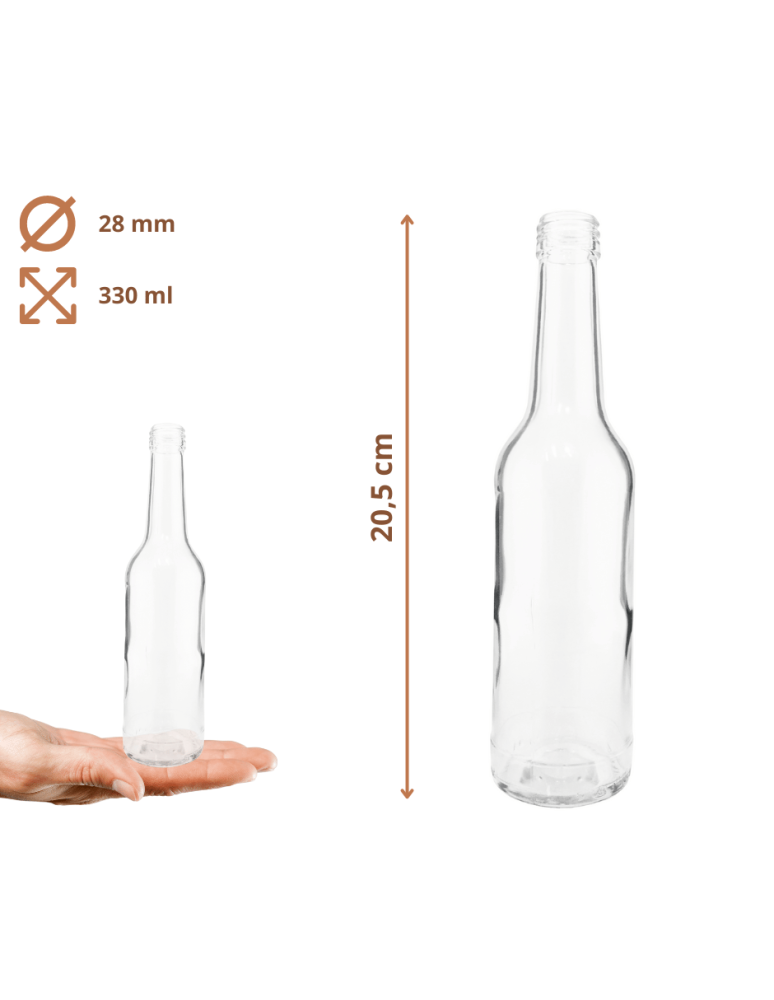 Szklane butelki na alkohol - galoniki - Butelki 330 ml na sok nalewkę syrop tradycyjne fi28 60szt BEZ NAKRETEK - product b2b.wamar.biz 3